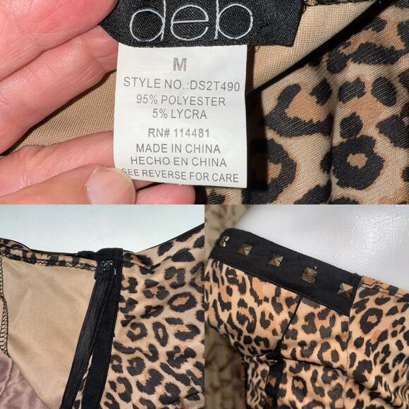 Vintage Y2K Leopard Print Studded Bustier Strapless Tube Top Retro Boho Goth MED - Picture 10 of 11